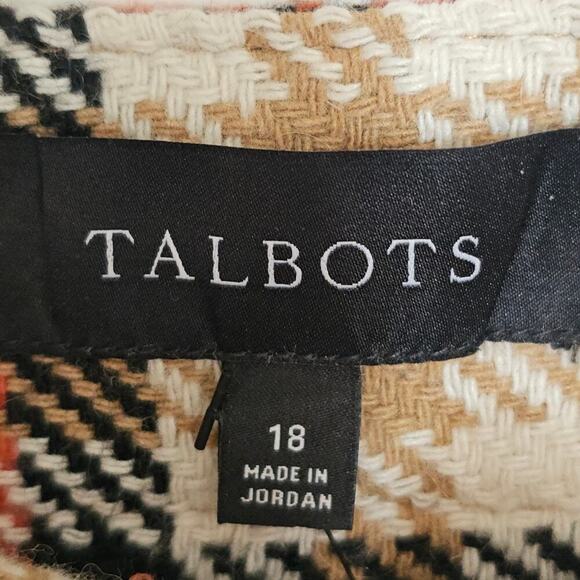 Talbots Fringe Faux Wrap Wool Blend Skirt Tartan Plaid 18 Orange Brown Autumn - Picture 2 of 8